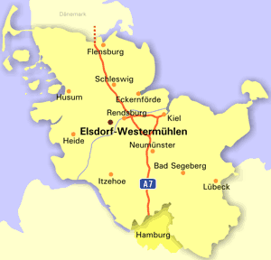 Karte: Lage von Elsdorf-Westermühlen in Schleswig-Holstein